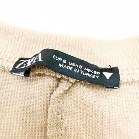 Zara Shoulder Pad Shaped Beige Light Brown Sleeveless Top SIze Small - Picture 2 of 5